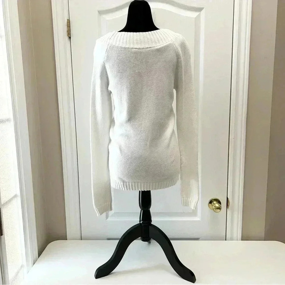 Ricki’s Cable Knit Sweater Boat Neck Cotton Pullover Ivory Size Small - Picture 13 of 14